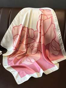 1件裝 女款奢華優雅波點印花春季 70*70cm 絲綢方巾，適合日常配戴，送給親友的完美禮物 - 粉色 - 查看 8