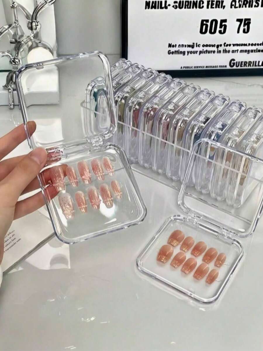 10pcs Nail Art Storage Boxes, Nail Tip Storage Boxes, Nail Display Boxes, Nail Tool Storage Boxes, Nail File Storage, Cosmetic Storage Boxes, Travel Storage Boxes, Toiletry Bags, Desktop Storage Boxes, Makeup Accessories, Jewelry Boxes, Women's Gifts, Holiday Gifts,Bedroom Room Decor,Back To School