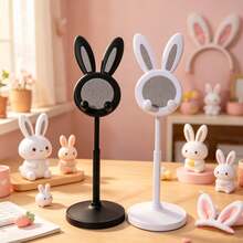 1pc Cute Rabbit Shaped Adjustable Phone Stand, Desktop Cute Rabbit Phone Holder Compatible With All Phones, Phone Accessories, Workspace Accessories, Rabbit Design, Fun Decor, Cute Rabbit Phone Stand, Desktop Angle And Height Adjustable Phone Support - Rabbit Support - View 23