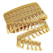 Gold Fringe Tassel Trim 5.5cm Polyester Fibre Fringe Lace Trim Ribbon Knitting Tassel Metallic Braided Edging Chainette Trimming For DIY Sewing Crafts Curtain - Multicolor - View 2