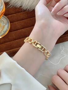 1件女款金/綠色手錶，簡約新風格小錶盤，優雅百搭，石英手錶，適合日常佩戴 - 金色 - 查看 6