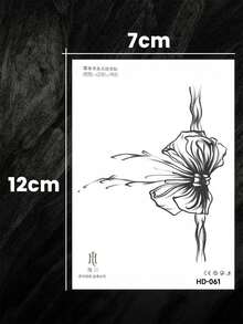 2pcs Temporary Tattoo Stickers With Bow Patterns. Sketch Style, Ideal For Arms And Spine/Back. Non-Reflective With Realistic Tattoo Effect. Great For Daily Use, Lasts 7-15 Days. - Black - View 5
