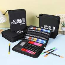 12/24/36/48pcs Dual Tip Colorful Marker Art Pen Set (Diagonal Box, Gift Box Packaging), Suitable For Adult Coloring Books, Christmas Card Drawing, Note-Taking, Carving, Calligraphy, Journaling, Back To School - Multicolor - View 2