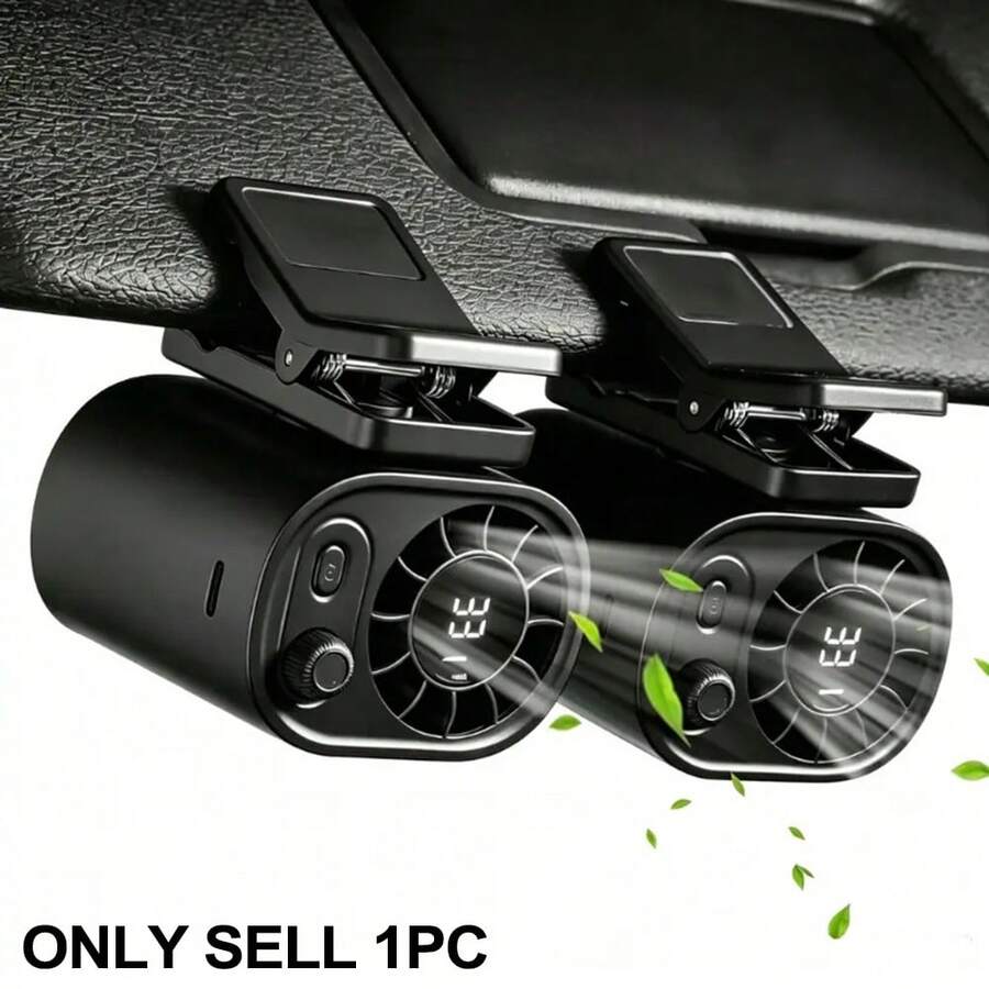 1400mAh USB Clip-On Fan With LED Screen, 100-Speed Rechargeable, Hands-Free Multi-Function Personal Fan, Car Fan, Clip-On Design Suitable For Shoulder Straps And Belts, Ideal For Office, Home, Travel, And Outdoor Hiking - Clip-on - View 1