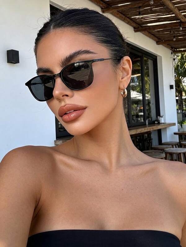 1pair Women Geometric Frame Sunglasses Sunglasses Beach Sun Glasses Beach Accessories For Women Sun Glasses Sunglasses Shades Basics And Suit For Sweater Jeans Sweatpants Hoodie Jackets Dress And Long Sleeve Shirt Fashionable Shade Elegant Outfit Family Outings Travel Vacation Holiday For Summer Beach Vacation,Outdoor,Travel