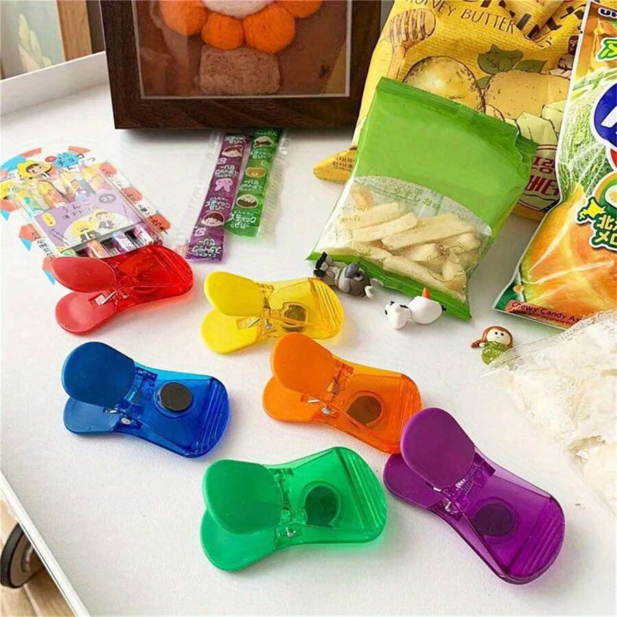6pcs Magnetic Potato Chip Bag Clips, Moisture-Proof Refrigerator Magnetic Food Sealing Clips, Kitchen Snack Sealing Clips - Clip - View 1