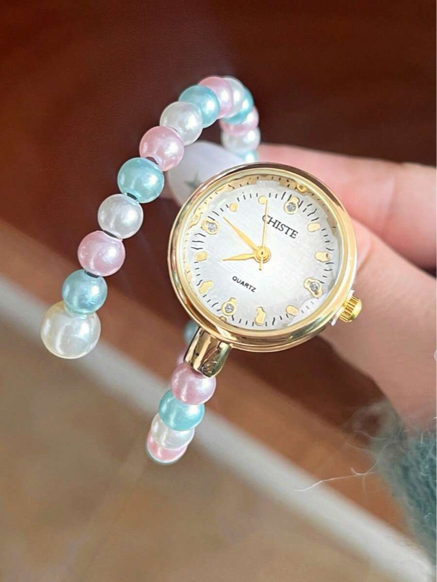 Jam Tangan Quartz Gelang Wanita, Desain Vintage Modis dan Menawan, Cocok untuk Pemakaian Sehari-hari, Hadiah Ulang Tahun/Wisuda - MultiWarna - View 1