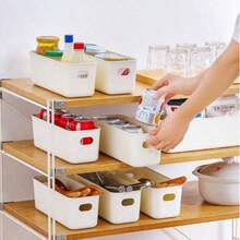 10pcs Stackable Plastic Storage Bins With Handles, Multi-Functional Storage Baskets For Office, Home, Closet, Durable Containers For Socks, Underwear, Stationery, Cosmetics, Space-Saving Drawer Organizers (Plastic Products May Slightly Deform, Actual Size May Be Slightly Smaller Than Pictures, Please Do Not Buy If You Mind) - White - View 1