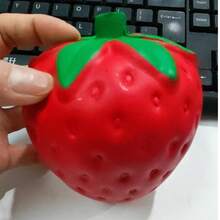 1pc Creative Realistic Large Strawberry Squeeze Toy, Soft Slow Rebound Stress Relief Tool For Students, Essential Stress Relief Gadget For Adults, Random Color - Red - View 10