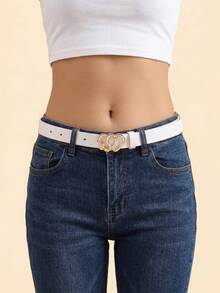 3 Stücke Damen Neuer Doppelherz Gürtel Hochwertiger PU Taillengürtel Für Jeans Und Kleider - schwarz-weißes Kamel - Übersicht 8