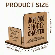 Sujetalibros de madera estilo vintage, estante de almacenamiento de libros para escritorio y mesita de noche con diseño " un capítulo talla grande", soporte para libros, regalo para amantes de los libros y lectores - Granate - Ver 7