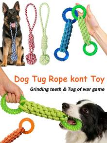 Medium And Small Dog Tug Rope Toy, Non-Slip Handle Design-Durable And Bite-Resistant, Helps Clean Teeth, Perfect For Tug-Of-War Games, Fetch Games, Meets Daily Training And Outdoor Play Needs - Multicolor - View 6
