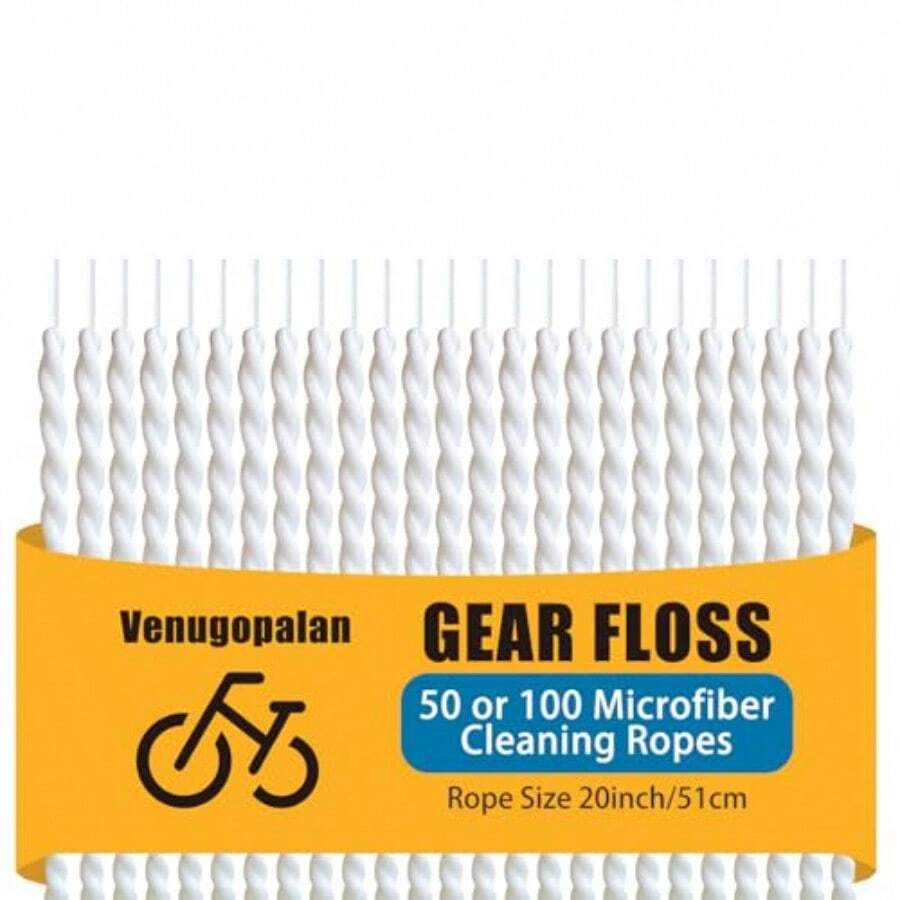 Gear Floss Microfiber Cleaning Rope, Narrow Gap Cleaner For Bicycle Motorcycle Chain, Bike Hubs, Brakes, Cassette, 3D Printer Lead Screw And Hard-To-Reach Parts, Washable Dirt Removal Tool - 50 - View 1