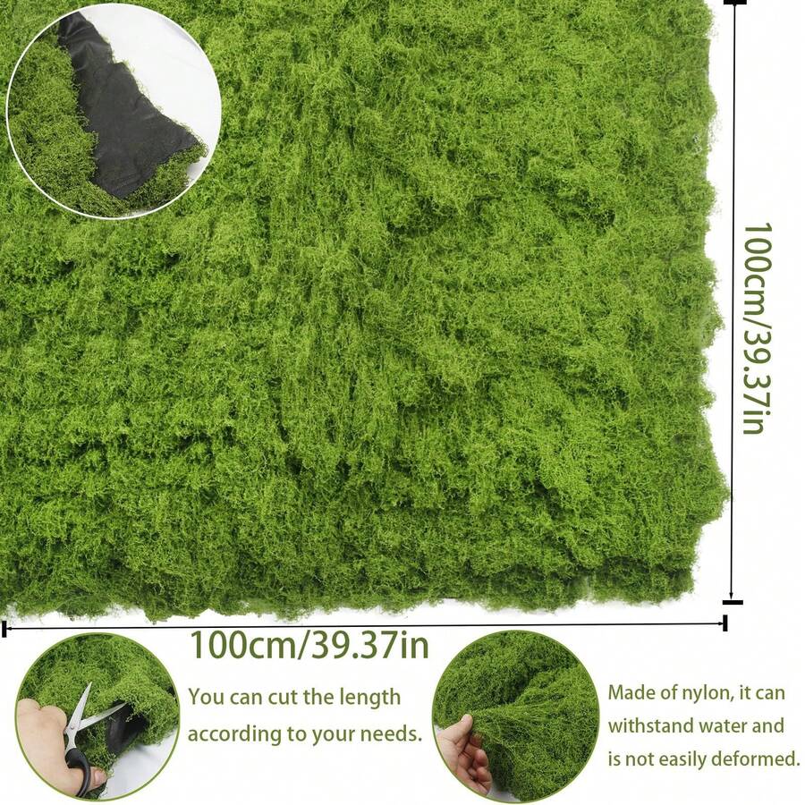 100*200cm/100*100cm/100g/10g Artificial Moss Carpet, Simulated Lawn, Mock Moss Micro Landscape Decoration, Suitable For Lawn, Potted Plants, Vases, Walkways, Valentine's Day Gift, Wall Decor, Kitchen Decor, Bedroom Decor, Autumn Home Decor, Halloween Decor, Christmas Living Room Decor - Green - View 1