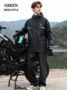 1pc Unisex 2-Piece Raincoat Set, Adult Rain Jacket And Pants, Full Body Waterproof Rain Gear For Motorcycle, Electric Bike, Delivery Riding, With Adjustable Hood, Suitable For Riding, Heavy Rain, Work, Travel And Outdoor Activities - Multicolor - View 11