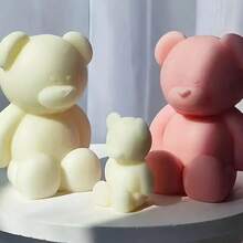 DIY熊形蠟燭矽膠模具，適用於香氛蠟燭、手工藝品、石膏香氛等 - 白色 - 查看 4