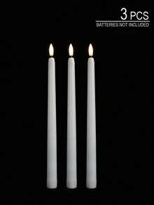 3/6/12/24 Pcs White Flameless Taper Candles Battery Operated Taper Candles Bulk LED Flickering For Wedding Church Table Centerpiece Halloween Christmas Party Decor - 白色子彈頭 - 查看 12