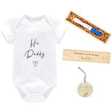 Surprise Pregnancy Announcements For Dad Pregnancy Test Keepsake Box Wooden Baby Announcement Baby Bodysuit Pregnancy Reveal Baby Gift Sets - Daddy - 查看 1