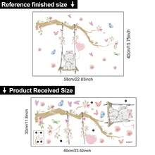 1pc Cartoon Swing Small Animal Elephant Bear Tiger Wall Sticker, Suitable For Children's Room Bedroom Home Background Wall Decoration Beautification, PVC Material Self-Adhesive Removable, Size 23.6inch*11.8inch - 1PC - View 10