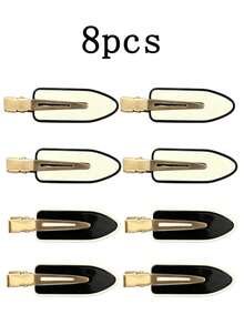 2pcs/Set Durable Alligator Clips, Seamless Clips Suitable For Hairstyling, Makeup, Salon, DIY - Sectioning, Waves, Bangs, Gift Set (Black/Pink/White) - Multicolor Black and White Border - View 28