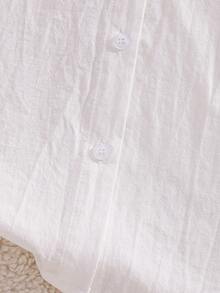 女童長袖學院風刺繡花卉襯衫 - 白色 - 查看 5