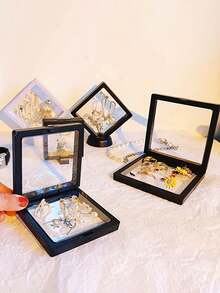 1/10pcs Transparent PE Film Jewelry Display Box, Dustproof Antioxidant Jewelry Storage Box, Floating Frame Jewelry Organizer Box - Multicolor - View 3