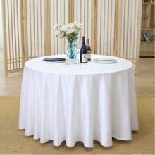 1 pièce Nappe ronde classique simple blanche et noire, convenant pour les mariages, la Saint-Valentin et la décoration d'intérieur - Blanc - Voir 1
