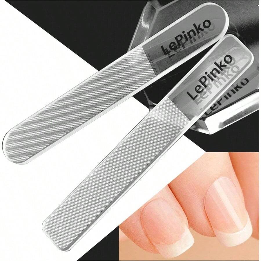Kit de brillo de uas de cristal, pulidor de uas multiusos para forma y pulir uas naturales, juego de limas de uas de cristal fino, herramientas de manicura profesionales para uso domstico y de saln, 2 unidades - transparente - Ver 1