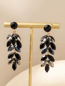1 Pair Black Crystal Ear Of Rice Fashion Earrings Suitable For Daily Wear - Black - View 3
