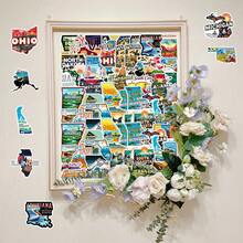 50pcs Landscape Travel Illustration USA State Map Creative Cartoon Decorative Bicycle Envelope Stickers - Map Of the United States - 2044 - View 8