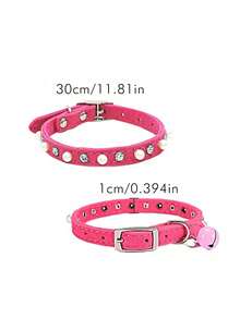 1pc Fashionable Adjustable Pet Collar, Multi-Color, With Bell And Bow Tie - Suitable For Cats And Small Dogs - Multicolor - View 8