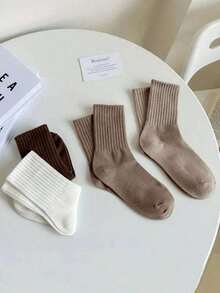 1/6 Pairs/Set Sports Style Knee-High Socks, Mid-Calf Socks - Multicolor - View 3