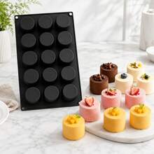 1pc Cylindrical Cake Silicone Mold, Cylinder Shape, Can Be Used For Cake/Mousse/Pudding/Jelly, Easy Demolding, Multifunctional Baking Mold. Suitable For Home Baking / Private Dessert Shop / Baking Enthusiasts - Black - View 4