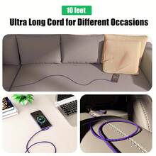 3.3/6.6/9.8英呎 USB 轉 USB-C 充電線，USB-A 轉 USB-C 數據線，6英呎直角，耐用尼龍編織 USB-A 轉 USB-C 數據線，兼容多種設備，紫色桌面配件 - 紫色 - 查看 4