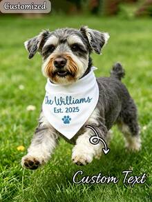Personalized Custom Pet Bandana, Personalized Embroidered Dog Triangle Scarf, Pet Logo Printed Solid Color Pet Triangle Bandana With Logo, Suitable For Small, Medium And Large Dogs - Multicolor - View 3