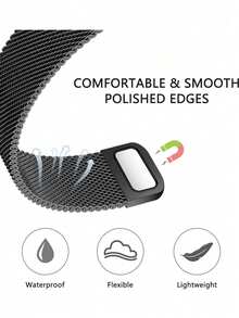 1件不鏽鋼磁吸金屬錶帶，適用於 Apple 智慧手錶 40mm 41mm 38mm 42mm 44mm 45mm 46mm 49mm，時尚可調節米蘭式錶帶，相容 I-Watch Series Ultra/11/10/9/8/7/6/5/4/3/2/1 - 黑色 - 查看 6
