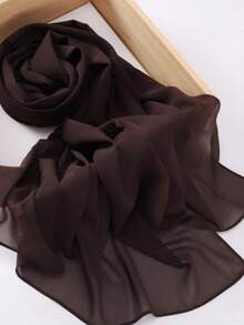 1 pieza Pañuelo HIJAB de unicolor, suave y transpirable, estilo minimalista modesto, versátil y casual para primavera/verano - Café integral - Ver 1