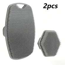 Body Scrub Set, 2pcs Exfoliating Back Brush With Hexagonal Face Brush, Multi-Functional Shower Cleaning Tool, Create Smooth Skin - Multiple Styles - View 3