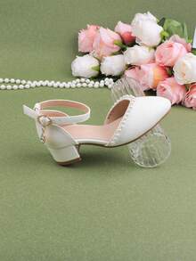 Wedding Party Evening Vacation Sweet Cute Flower Girl Girls' Shoes Suitable For Big Medium Small Girls Children Shoes Baby Shoes Versatile Little Shoes Girls Fashion Pearl White Dress Shoes Four Seasons Holiday High Heel Chunky Heel Shoes Formal Dress Shoes Performance Shoes Dance Mary Jane Princess Shoes Pointed Toe Closed Toe Hollow Out Shoes High Heels - White - View 5