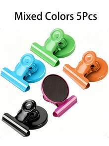 1/5pcs Magnetic Clips, Suitable For Whiteboards And Refrigerators - Heart-Shaped Plastic Magnets, Used For Organizing And Decorating Kitchens And Offices, Magnetic Clips For Documents And Receipts, Colorful Refrigerator Magnets, Metal Magnetic Clips - Multicolor - View 10
