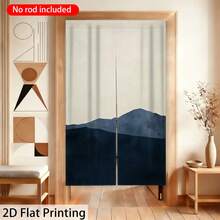 [2D Flat Print] 1pc Minimalist Abstract Mountain Outline Japanese Style Printed Door Curtain, 100% Polyester, Comfortable And Soft, Home Partition Decorative Screen, Practical Shop Room Divider Screen, Living Room And Bedroom Partition Design (Curtain Rod Not Included) - 1PC - View 10