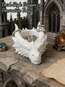 This Gothic Style Dragon Head Jewelry Tray Is A Dark Theme Desktop Ornament, Serving As Both A Practical Desktop Organizer And A Cool Decorative Piece, 3D Printed - New Model - View 2