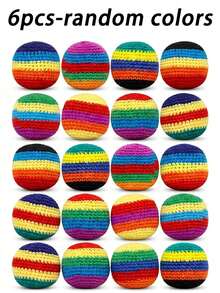 12/6/3/1pcs Handmade Crochet Haki Ball, 5.5cm Colorful Knitted Footbag, Durable Soft Kick Ball, Suitable For Juggling, Outdoor Games, Classroom Activities, Stress Relief, Family Gatherings, Party Gifts, Holiday Gifts And Carnival Games, Soft Squeeze Ball - Regular Model - View 16