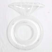 1pc White & Pink Diamond Thickened PVC Swim Ring, Bachelorette Party Summer Floating Pool Float, Wedding Pool Decor For Swimming Pool, Beach & Vacation - Multicolor - View 5