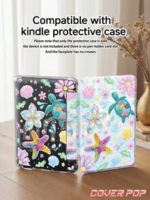 Turtle And Floral Pattern Tablet Protective Case Compatible With IPad Air 8 (M4) 2026 (11-Inch) / 2026 (13-Inch), 9.7/10.2/10.5/10.9/12.9/Pro 11/A16, 10th Generation, Kindle Paperwhite 12th Generation 2024, Kindle (11th Generation - 2024 Release), Soft Shockproof, Smart Sleep/Wake Function, Y-Shaped Folding Tablet Protective Case, Multi-Angle Viewing - Multicolor - View 7