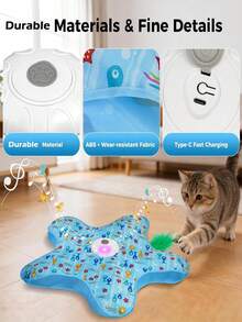 Interactive Cat Toys With Feather Stick Hide And Seek Simulated Motion Of Real Prey Animal Sounds Fun & Interactive Play Game Pet Toy - 霧霾藍 - 查看 4