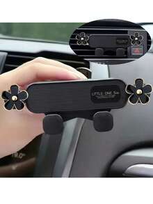 Car Phone Holder Drip Oil Flower Design Air Vent Mount Universal For Cars Horizontal & Vertical Navigation Bracket Stable Anti-Drop Auto-Locking - One Size Fits All - View 8