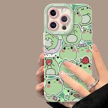 Tema de pegatinas de la rana Keroppi verdefunda de teléfono Fundas compatibles con ,Apple,VIVO,OPPO,,, y Honor.Fabricadas en silicona TPU,ofrecen protección contra golpes y caídas. - Blanco - Ver 4