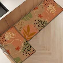 1pc, Home Decor, Abstract Pattern Print, Linen Kitchen Rug, Kitchen Mat, Floor Mat, Bathroom Mat, Door Mat, 3D Print Rectangular, Suitable For Living Room, Bedroom, Hallway, Bathroom, Laundry Room - Polyester Rug, Suitable For Indoor And Outdoor Home Decoration - Multicolor - View 2