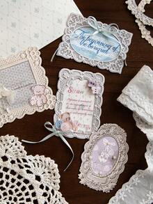 10 piezas/paquete Pegatinas de borde floral de punto, calcomanías estéticas creativas vintage, materiales de manualidades de collage de decoración DIY, regalo festivo, suministros de papelería escolar personalizados para álbum de recortes - W.P. - Ver 9